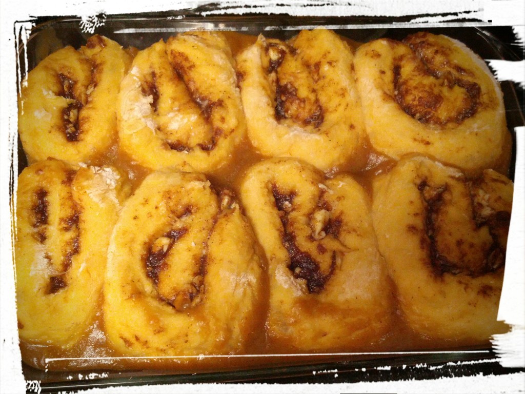 Post-rising-in-the-pan, but pre-baking-in-the-oven. They're puff-alicious!