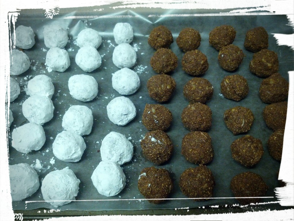 Ode to Rum Balls: Half and half/On a plate/Which one to Eat/Or should I say ate.