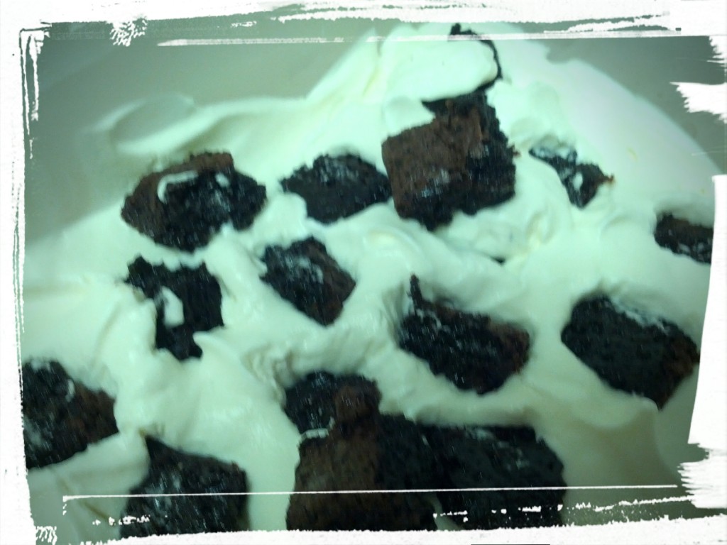 Creamy swirls with brownie chunks! 