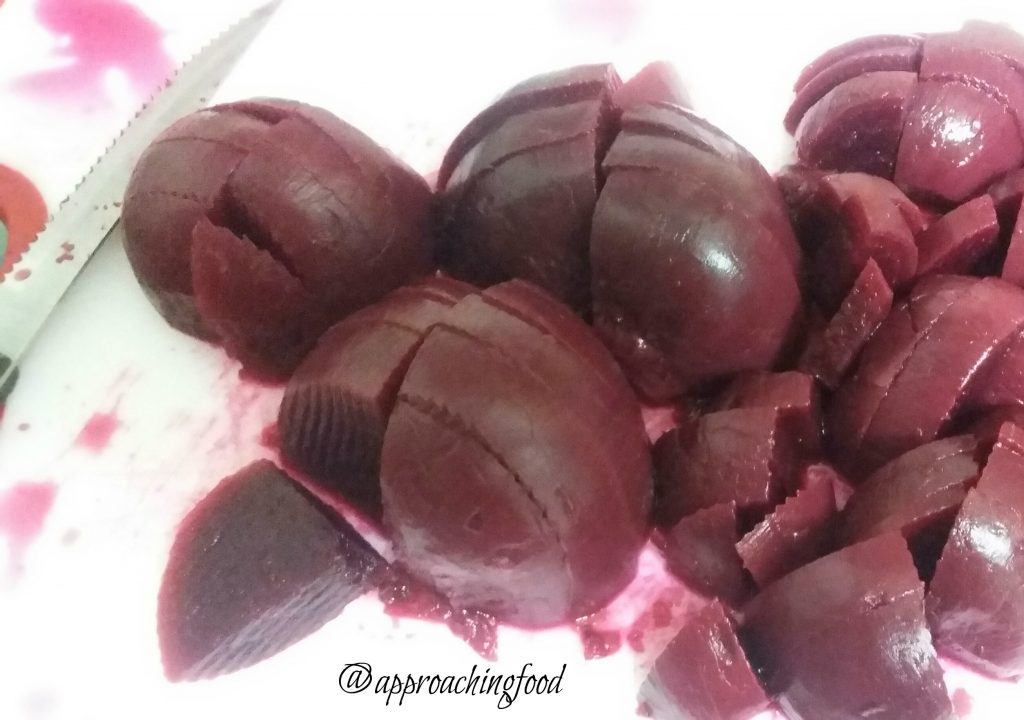 Roughly chopped beets, ready for pickling!