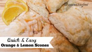 Freshly baked scones, studded with lemon zest and candied citrus peels!