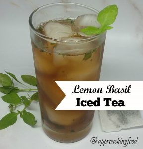 Chilled ice tea with lemon basil.