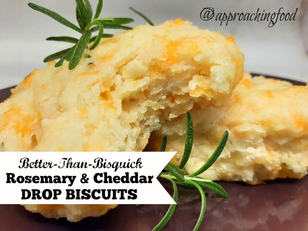 Fluffy cheddar and rosemary drop biscuits.