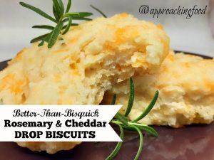 Fluffy cheddar and rosemary drop biscuits.