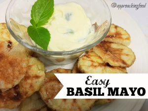 Easy basil mayo, served with homemade chips.