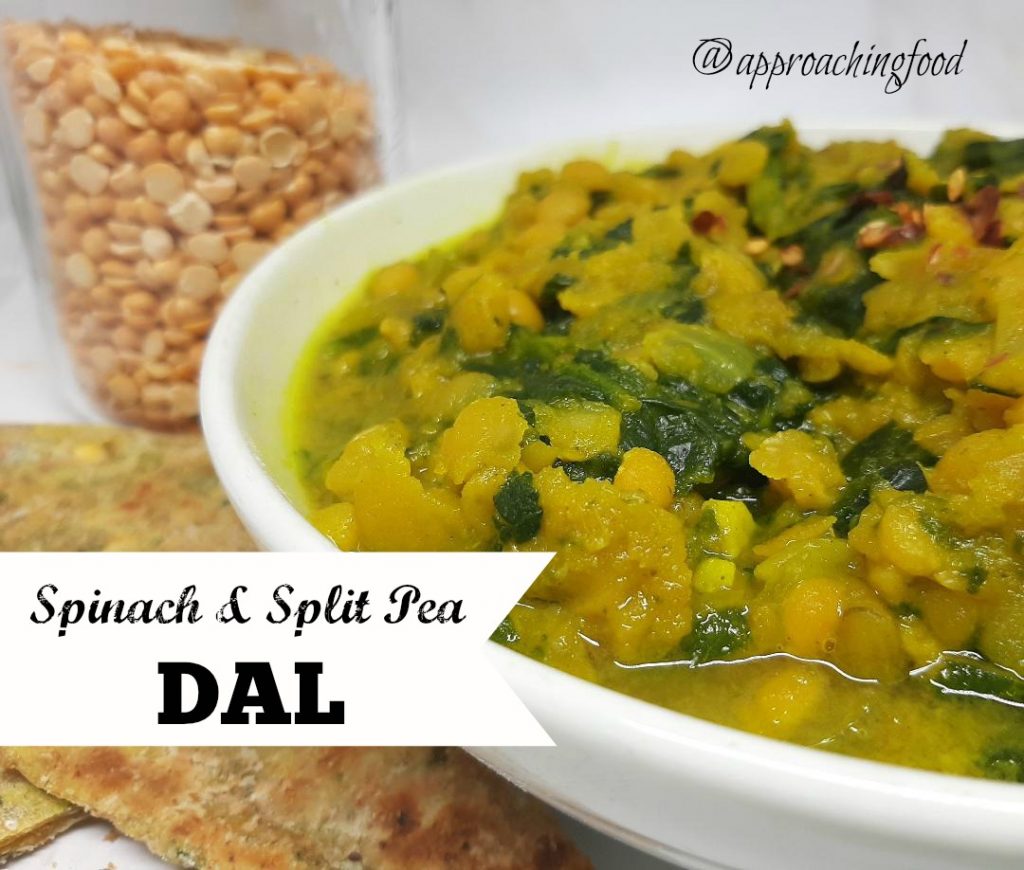 A delicious bowl of spinach and split pea Indian stew.